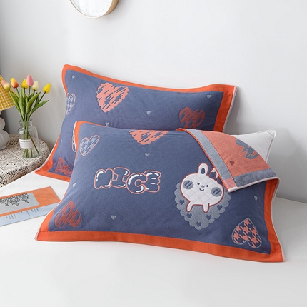 91家纺网 家纺一手货源 找家纺 （买家秀）（爆款花型 长期款 不断货）A类抗菌母婴级全棉纯棉三层纱多功能枕巾多层纱布纱巾宽边枕巾 NICE兔