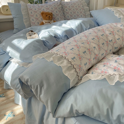 91家纺网 家纺一手货源 找家纺 （总）瑞莱 2024新款13372舞动花边全棉四件套