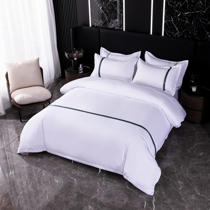 中乾酒店布草工厂店 2024新款120克加密织带款酒店磨毛四件套 蓝翎阁