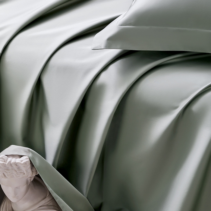 91家纺网 家纺一手货源 找家纺 轩和家居  2024新款70S长绒棉四件套 迷雾绿