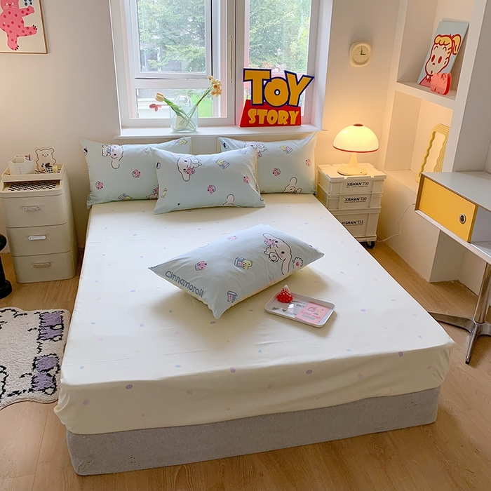 91家纺网 家纺一手货源 找家纺 玉元坊 2025年新款三丽鸥系列全棉纯棉简约基础款四件套三件套--大耳狗简约款式 牛奶大耳狗【简约款】