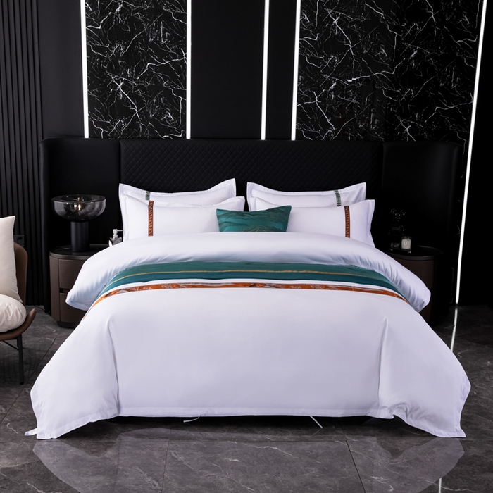 91家纺网 家纺一手货源 找家纺 （总）中乾酒店布草工厂店 2024新款145g加厚加密款织带款酒店磨毛四件套