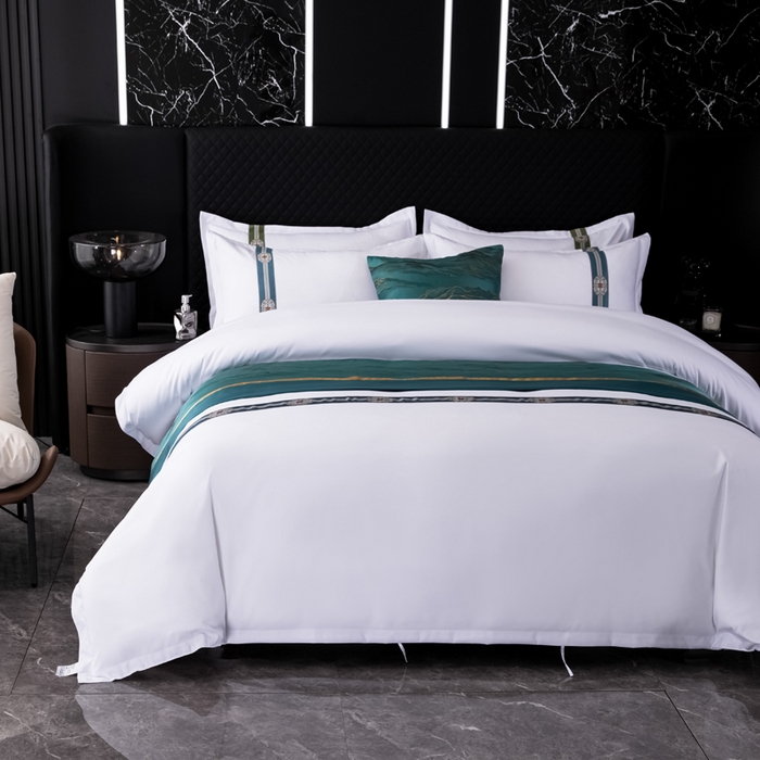 91家纺网 家纺一手货源 找家纺 中乾酒店布草工厂店 2024新款140克织带款酒店加厚磨毛四件套 锦绣祥云