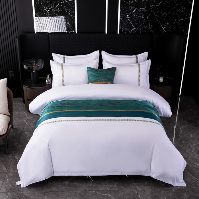 91家纺网 家纺一手货源 找家纺 中乾酒店布草工厂店 2024新款120克加密织带款酒店磨毛四件套 如沐春风