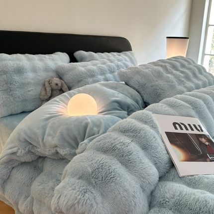 91家纺网 家纺一手货源 找家纺 （总）（买家秀  爆款不断货）A类母婴级兔兔绒四件套大泡泡牛奶绒四件套珊瑚绒雪花绒四件套兔兔绒牛奶绒四件套