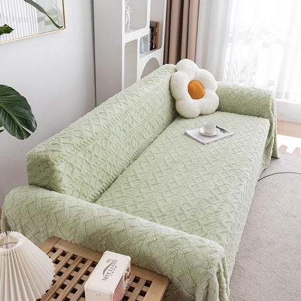 91家纺网 家纺一手货源 找家纺 2026新款舒棉绒沙发巾 果绿