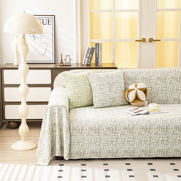 91家纺网 家纺一手货源 找家纺 2026新款芋妳沙发巾 墨绿