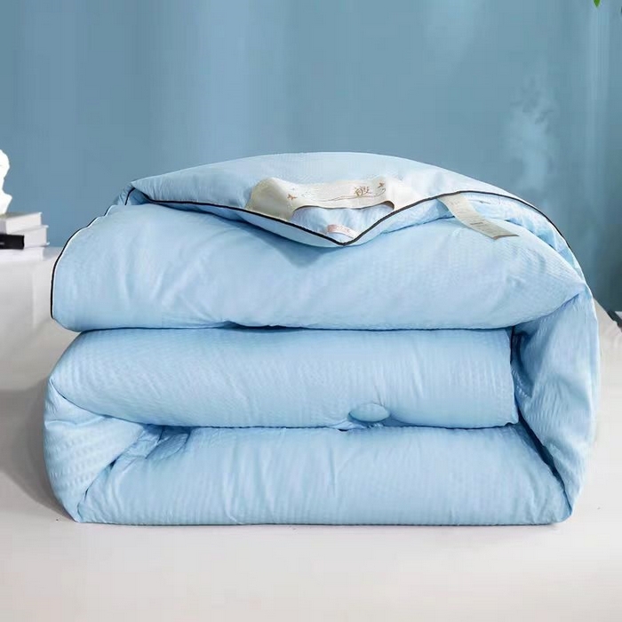 91家纺网 家纺一手货源 找家纺 暖阁 2025新款亲肤压泡豆豆羽丝被冬被春秋被被子被芯 高级蓝