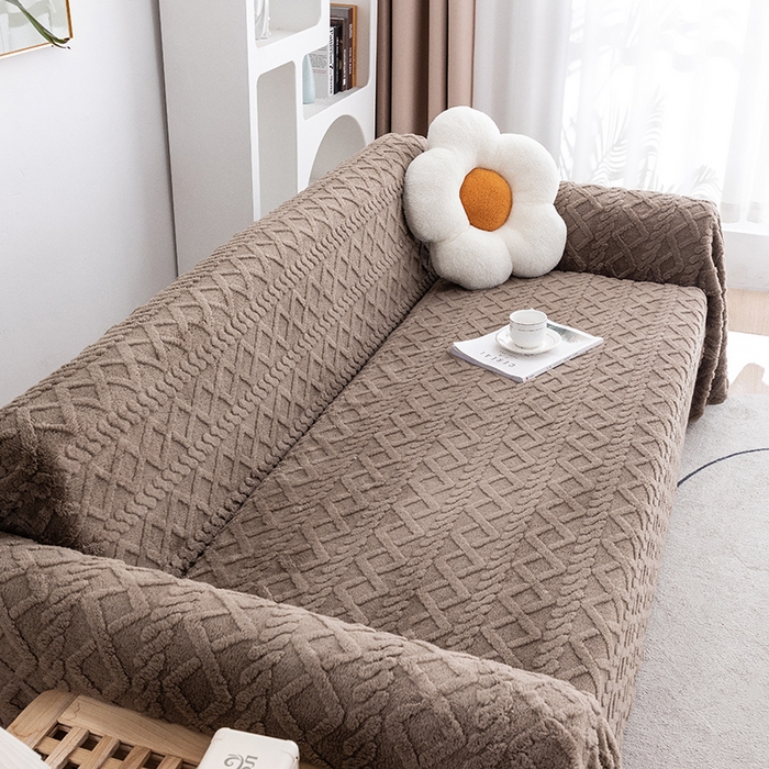 91家纺网 家纺一手货源 找家纺 2026新款舒棉绒沙发巾 咖啡