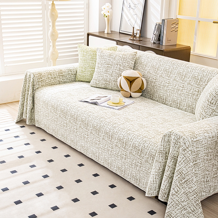 91家纺网 家纺一手货源 找家纺 2026新款芋妳沙发巾 墨绿