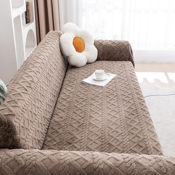 91家纺网 家纺一手货源 找家纺 2026新款舒棉绒沙发巾 咖啡