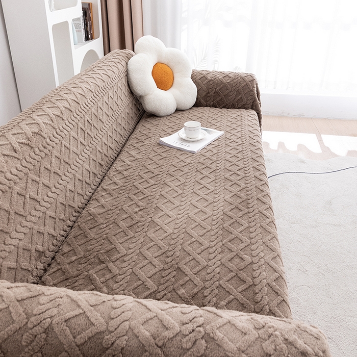 91家纺网 家纺一手货源 找家纺 2026新款舒棉绒沙发巾 咖啡