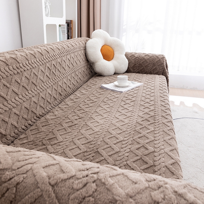 91家纺网 家纺一手货源 找家纺 2026新款舒棉绒沙发巾 咖啡