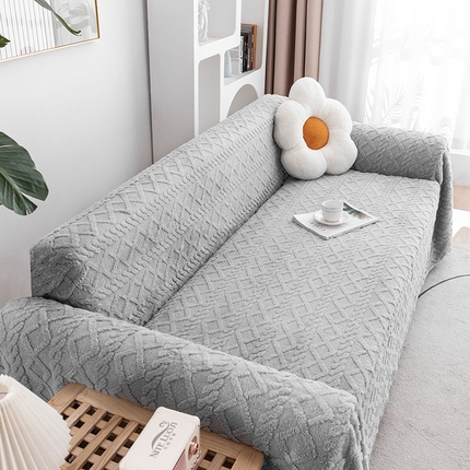 91家纺网 家纺一手货源 找家纺 2026新款舒棉绒沙发巾 浅灰