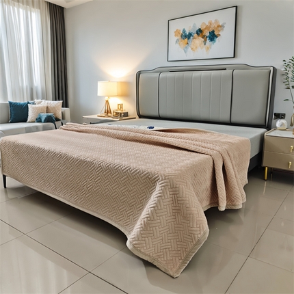 91家纺网 家纺一手货源 找家纺 【云仓特价】小牛席业 加厚款纯色正面【牛奶绒+背面水洗棉】床盖毛毯绒床单