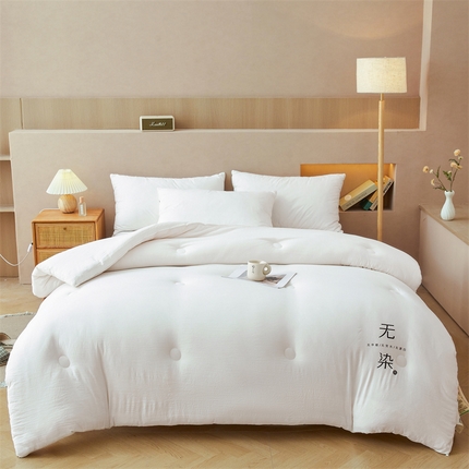 （买家秀 不断货）A类母婴级本白华夫格无染大豆被子针织大豆被子春秋被秋冬被大豆纤维被子被芯原棉大豆被 格林-雅致白