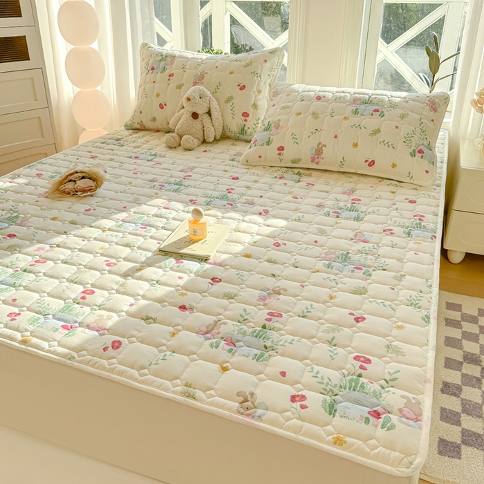 91家纺网 家纺一手货源 找家纺 萌飞 2024新款全棉棉花床垫 精灵小兔