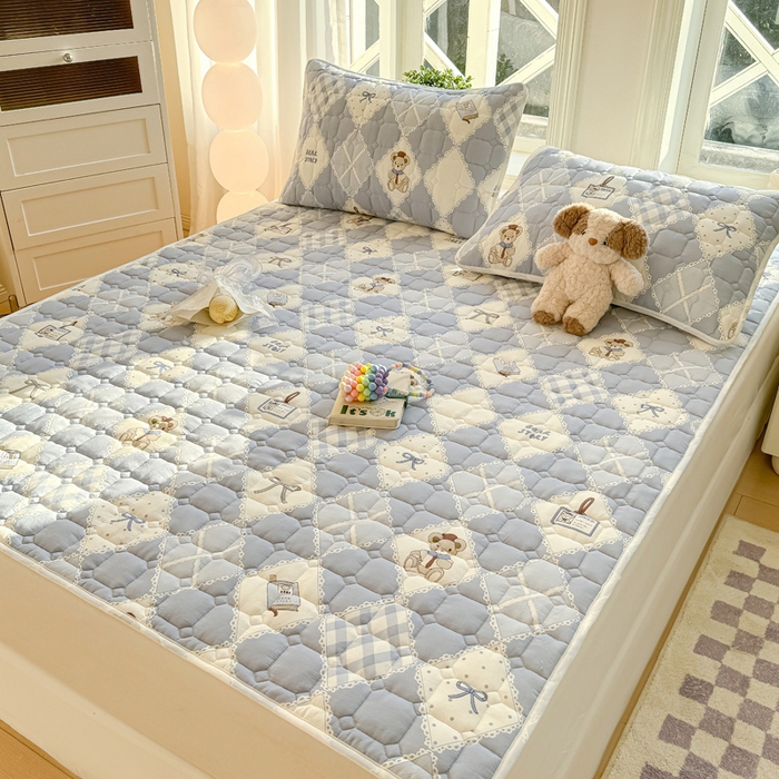 91家纺网 家纺一手货源 找家纺 萌飞 2024新款全棉棉花床垫 贝琪-蓝