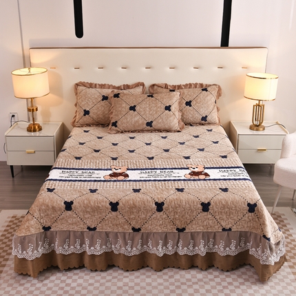 91家纺网 家纺一手货源 找家纺 （总）（买家秀爆款不断货）A类母婴级牛奶绒床盖三件套雪花绒床盖三件套雪花绒床护垫子牛奶绒床褥子卡通床单床裙