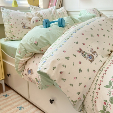 91家纺网 家纺一手货源 找家纺 （总）（买家秀爆款不断货）儿童卡通花卉高克重亲肤棉13372全棉纯棉四件套全棉纯棉全棉四件套全棉纯棉三件套