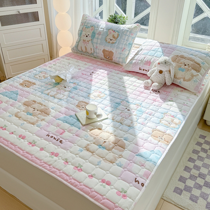 91家纺网 家纺一手货源 找家纺 萌飞 2024新款全棉棉花床垫 涂鸦油画狗