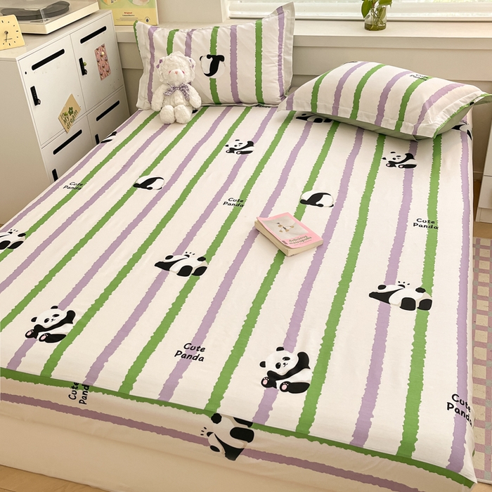 91家纺网 家纺一手货源 找家纺 A类母婴级卡通花卉儿童纯棉全棉床单纯棉全棉床笠全棉纯棉床单全棉纯棉床笠三件套 快乐熊猫