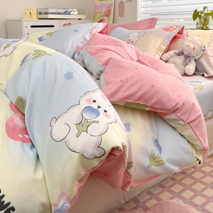 91家纺网 家纺一手货源 找家纺 （总）（优质买家秀热卖不断货）A类母婴级卡通花卉儿童纯棉全棉被套三件套全棉纯棉被套三件套纯棉全棉被套四件套
