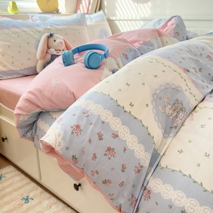 91家纺网 家纺一手货源 找家纺 （总）（买家秀爆款不断货）儿童卡通花卉高克重亲肤棉13372全棉纯棉四件套全棉纯棉全棉四件套全棉纯棉三件套