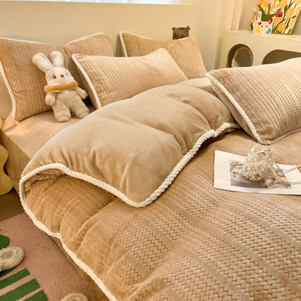 91家纺网 家纺一手货源 找家纺 （总）（买家秀 爆款不断货）A类母婴级6D提花牛奶绒四件套提花绒珊瑚绒四件套雪花绒四件套纯色牛奶绒四件套花