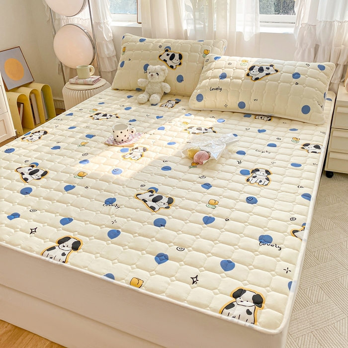 91家纺网 家纺一手货源 找家纺 萌飞 2024新款全棉棉花床垫 斑点狗