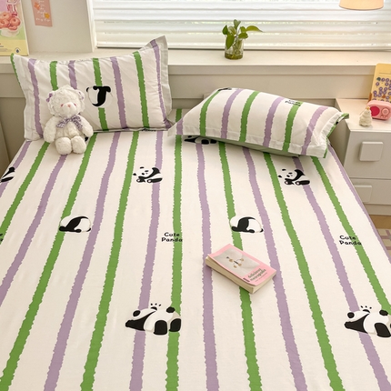 91家纺网 家纺一手货源 找家纺 A类母婴级卡通花卉儿童纯棉全棉床单纯棉全棉床笠全棉纯棉床单全棉纯棉床笠三件套 快乐熊猫