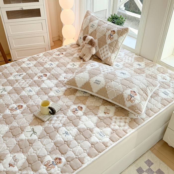 91家纺网 家纺一手货源 找家纺 萌飞 2024新款全棉棉花床垫 贝琪-咖