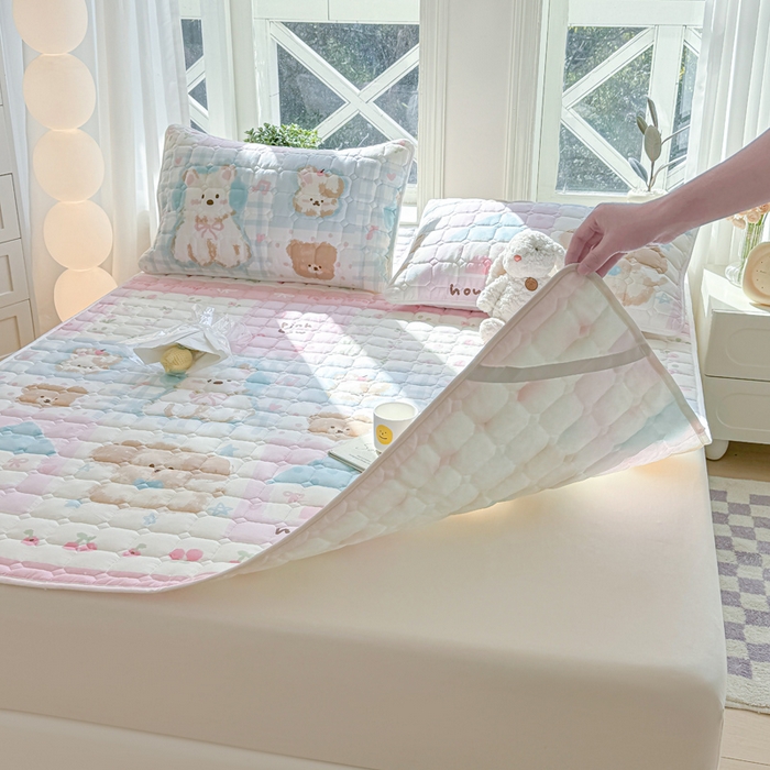 91家纺网 家纺一手货源 找家纺 萌飞 2024新款全棉棉花床垫 涂鸦油画狗