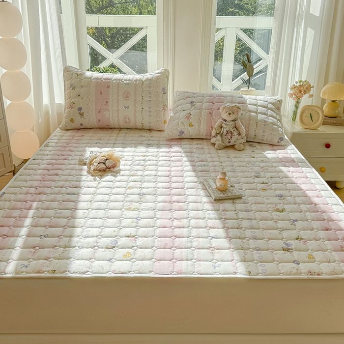 91家纺网 家纺一手货源 找家纺 萌飞 2024新款全棉棉花床垫 花朵兔兔