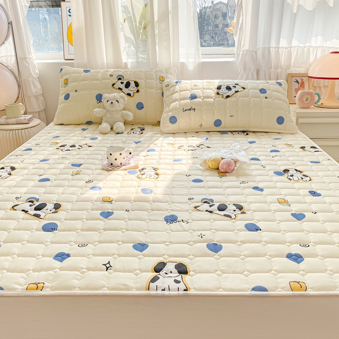 91家纺网 家纺一手货源 找家纺 萌飞 2024新款全棉棉花床垫 斑点狗