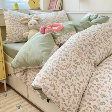 91家纺网 家纺一手货源 找家纺 （总）（买家秀爆款不断货）儿童卡通花卉高克重亲肤棉13372全棉纯棉四件套全棉纯棉全棉四件套全棉纯棉三件套