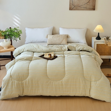  买家秀 不断货）A类母婴级简约格子纯棉无印风全棉色织水洗棉被子春秋被秋冬被被芯空调被全棉水洗棉被子 丹霞