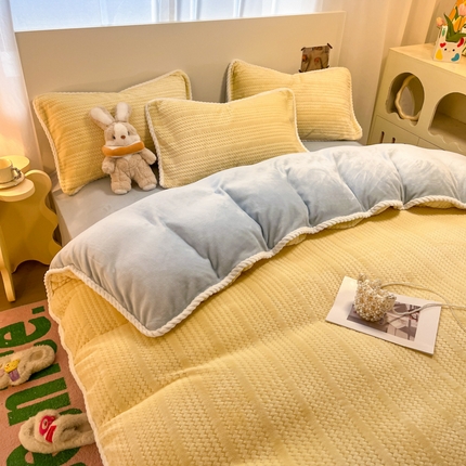 91家纺网 家纺一手货源 找家纺 （总）（买家秀 爆款不断货）A类母婴级6D提花牛奶绒四件套提花绒珊瑚绒四件套雪花绒四件套纯色牛奶绒四件套花