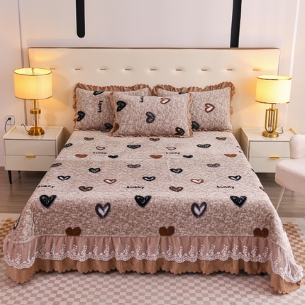 91家纺网 家纺一手货源 找家纺 （总）（买家秀爆款不断货）A类母婴级牛奶绒床盖三件套雪花绒床盖三件套雪花绒床护垫子牛奶绒床褥子卡通床单床裙