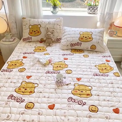91家纺网 家纺一手货源 找家纺 萌飞 2024新款全棉棉花床垫 欢乐萌熊