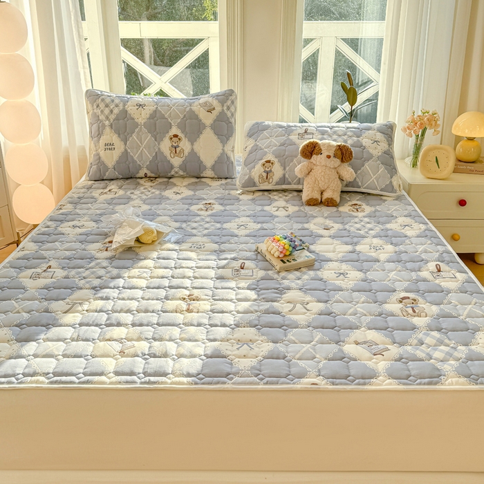 91家纺网 家纺一手货源 找家纺 萌飞 2024新款全棉棉花床垫 贝琪-蓝