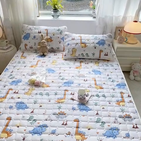 91家纺网 家纺一手货源 找家纺 萌飞 2024新款全棉棉花床垫 恐龙仔仔