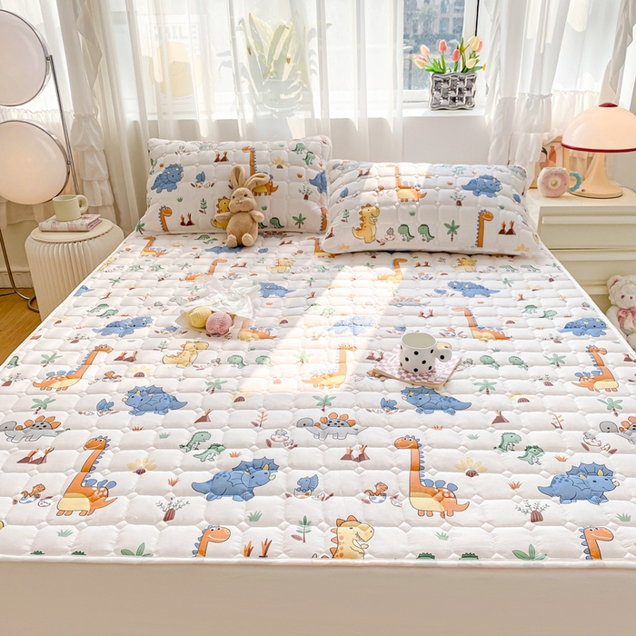 91家纺网 家纺一手货源 找家纺 萌飞 2024新款全棉棉花床垫 恐龙仔仔