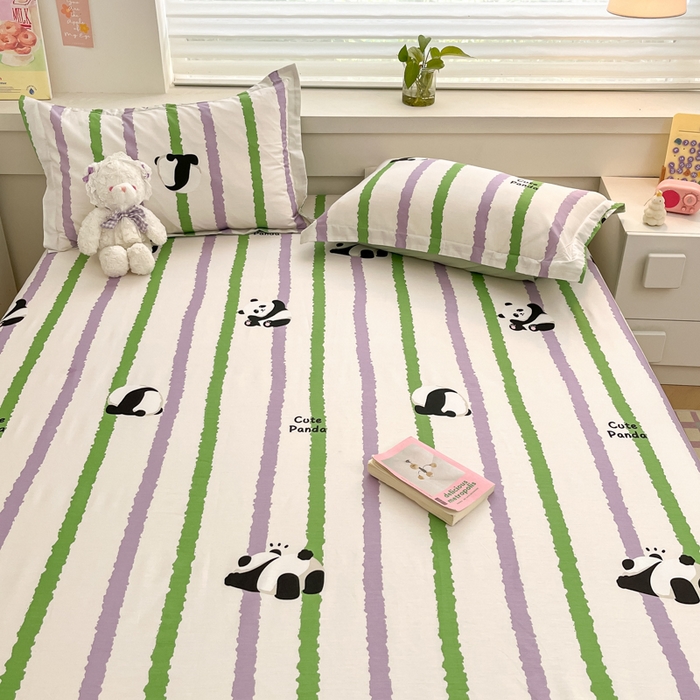 91家纺网 家纺一手货源 找家纺 A类母婴级卡通花卉儿童纯棉全棉床单纯棉全棉床笠全棉纯棉床单全棉纯棉床笠三件套 快乐熊猫