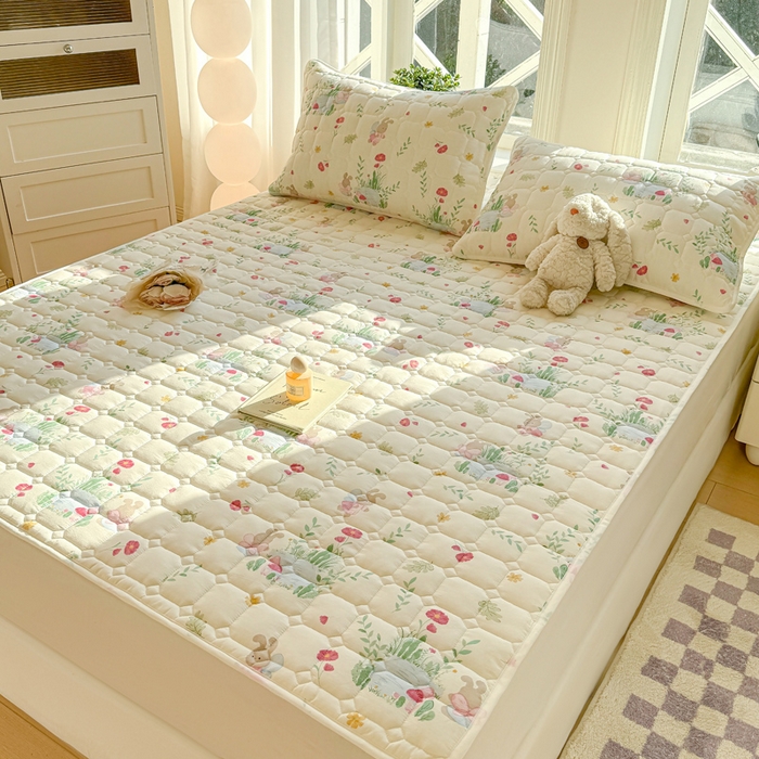 91家纺网 家纺一手货源 找家纺 萌飞 2024新款全棉棉花床垫 精灵小兔