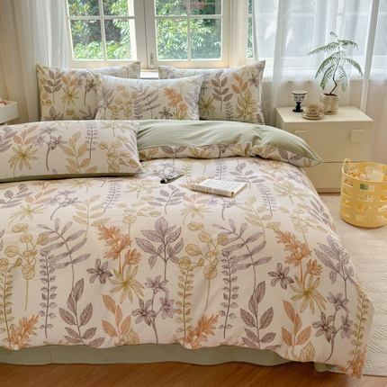 91家纺网 家纺一手货源 找家纺 （优质买家秀 热卖不断货）A类母婴级纯棉全棉磨毛四件套全棉纯棉全棉磨毛四件套百分百纯棉全棉磨毛四件套 琼瑶-绿