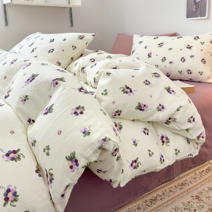 91家纺网 家纺一手货源 找家纺 （总）（优质买家秀 热卖不断货）A类母婴级卡通花卉儿童100纯棉全棉四件套全棉纯棉全棉四件套纯棉全棉双层纱