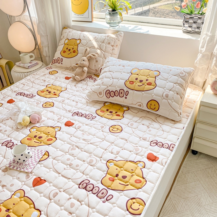 91家纺网 家纺一手货源 找家纺 萌飞 2024新款全棉棉花床垫 欢乐萌熊