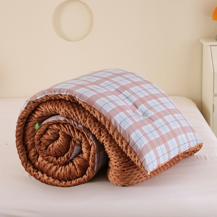 （买家秀 不断货）A类母婴级儿童豆豆绒大豆被春秋被冬被大豆纤维被子被芯空调被豆豆被水洗棉双层纱豆豆绒 露西-浅咖