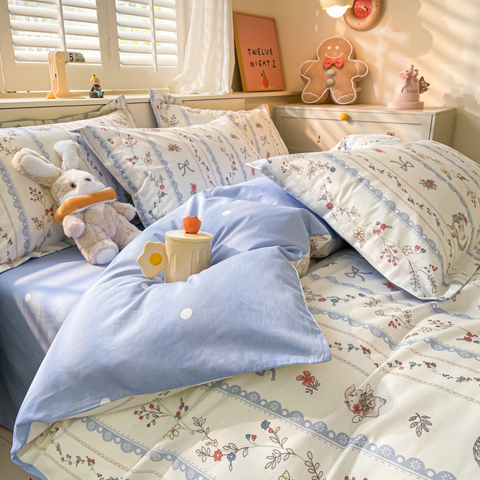 91家纺网 家纺一手货源 找家纺 A类母婴级卡通花卉儿童纯棉全棉四件套全棉纯棉全棉四件套百分百纯棉全棉四件套 月光序曲